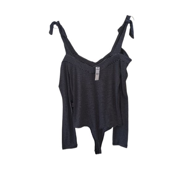 Express Tops - Express Black & White Striped Tie Straps Body Suit New with Tags